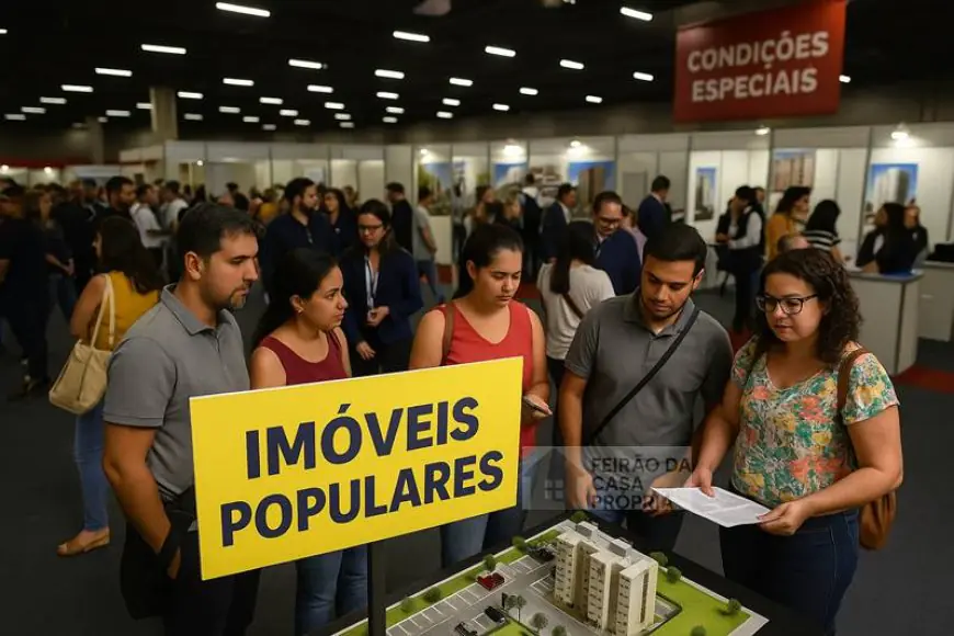 Visita a estande de imóveis em feirão da casa própria